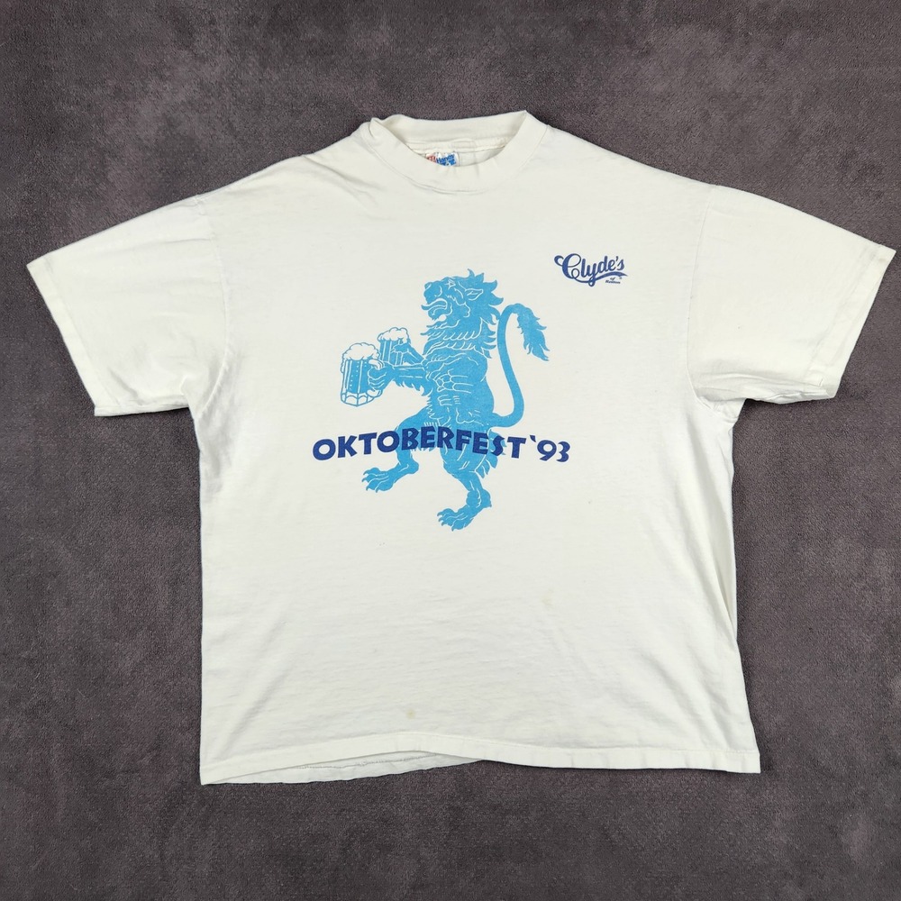 Vintage Oktoberfest 93 Shirt Mens XL White Clydes of Reston Single Stitch Tee